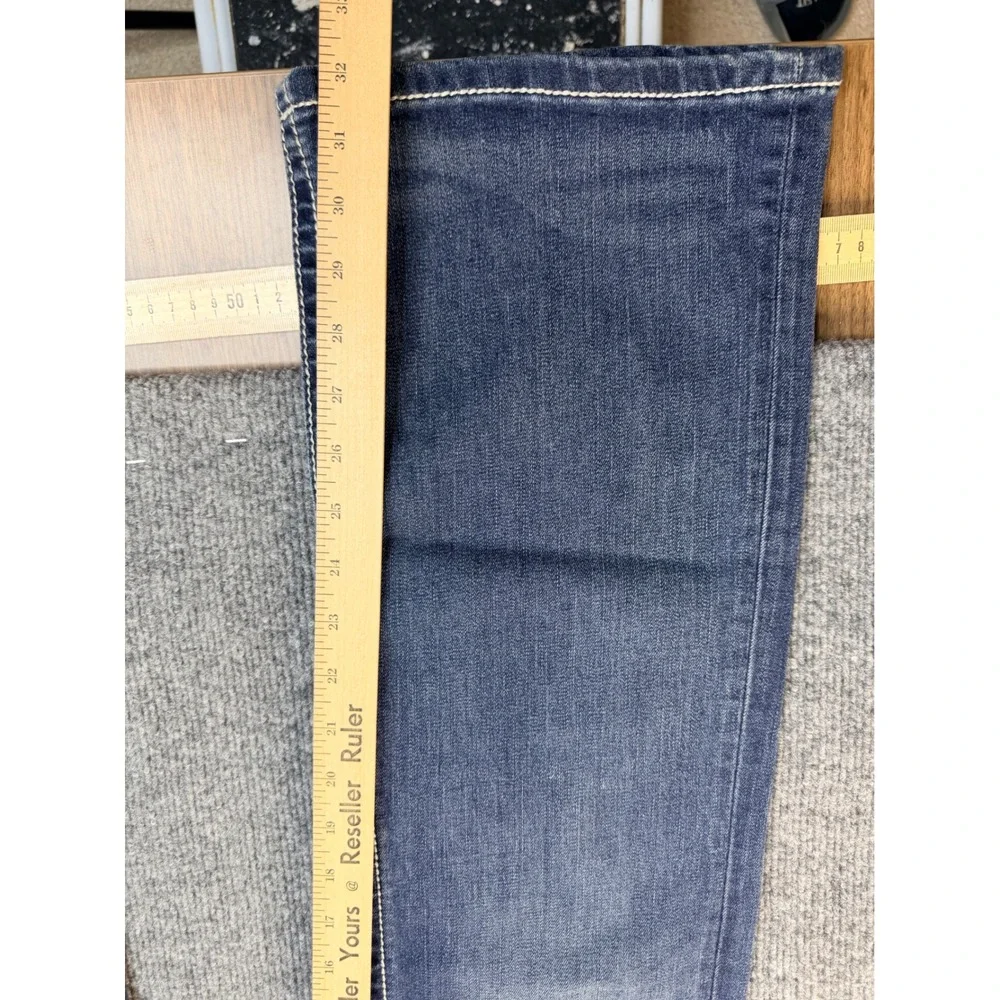Miss Me Signature Boot Jeans 29 Blue Denim Embroidered Y2K Bootcut Stretch Women
